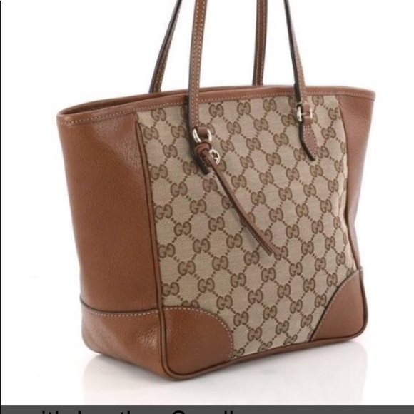 NEW Gucci Bree Canvas/Leather Beige-Ebony tote - Picture 3 of 16